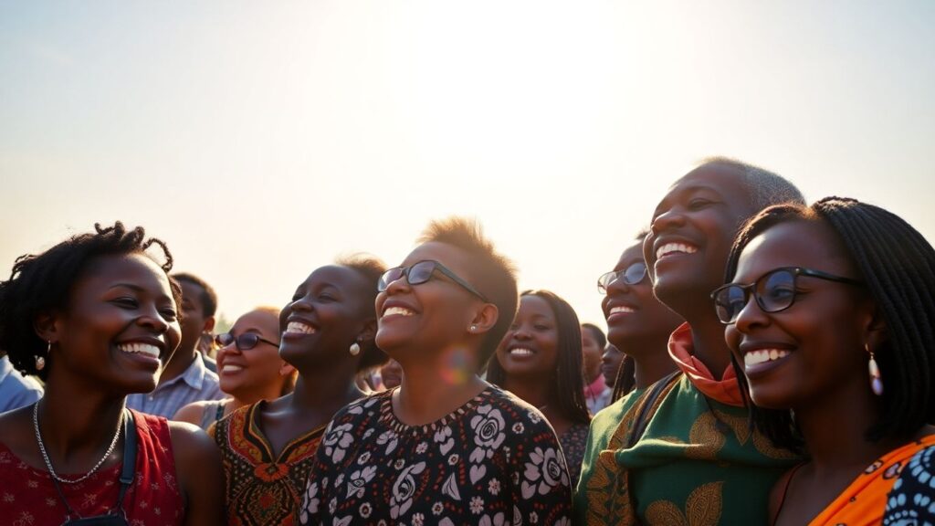 African people united, looking towards a bright future.