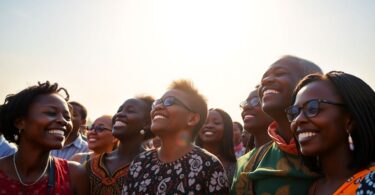 African people united, looking towards a bright future.