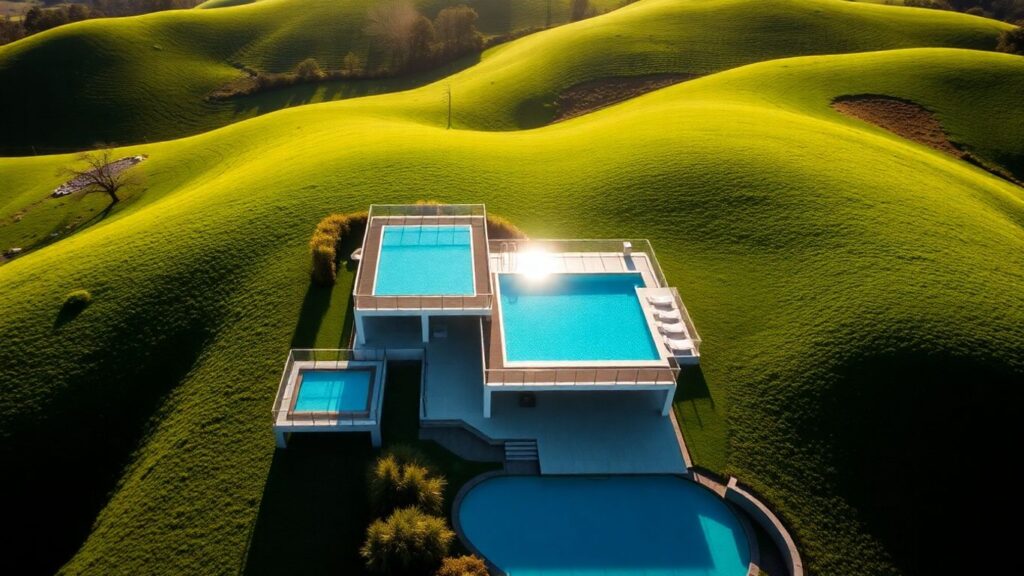 Elysia Wellness Retreat Hunter Valley pools and hills