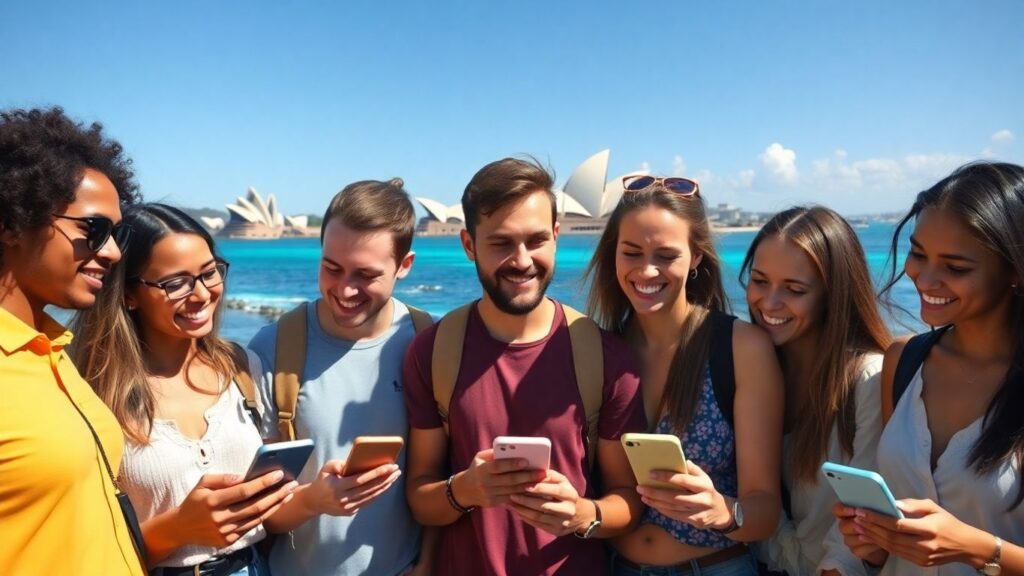 Aussies connecting on dating apps with Aussie landmarks.