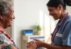 Aboriginal Health Worker caring for an elderly Indigenous patient.