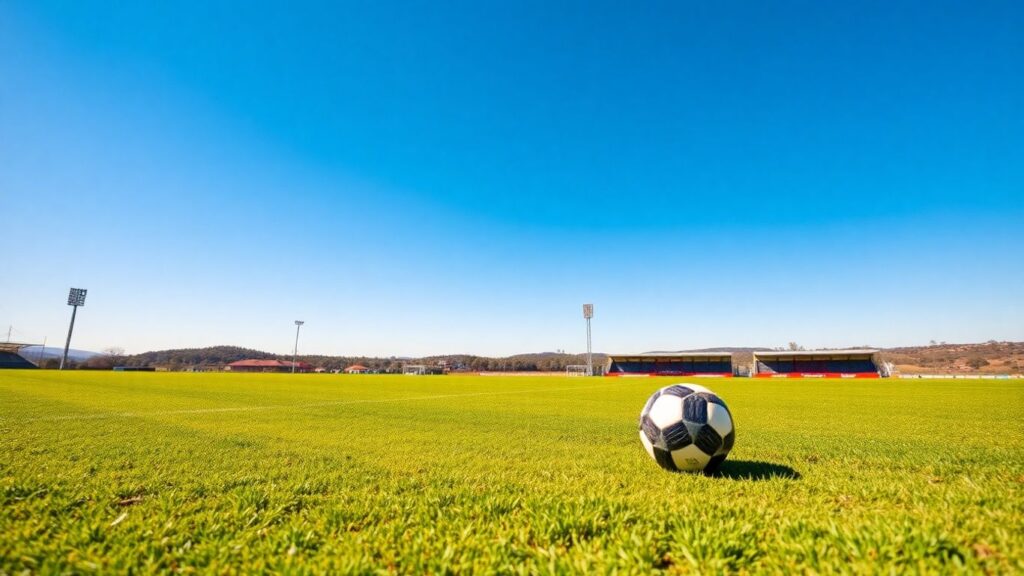 Aussie soccer action on a green field.