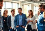 Health and safety professionals collaborating in a bright, modern office.
