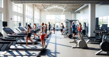 Melbourne gym with people exercising.