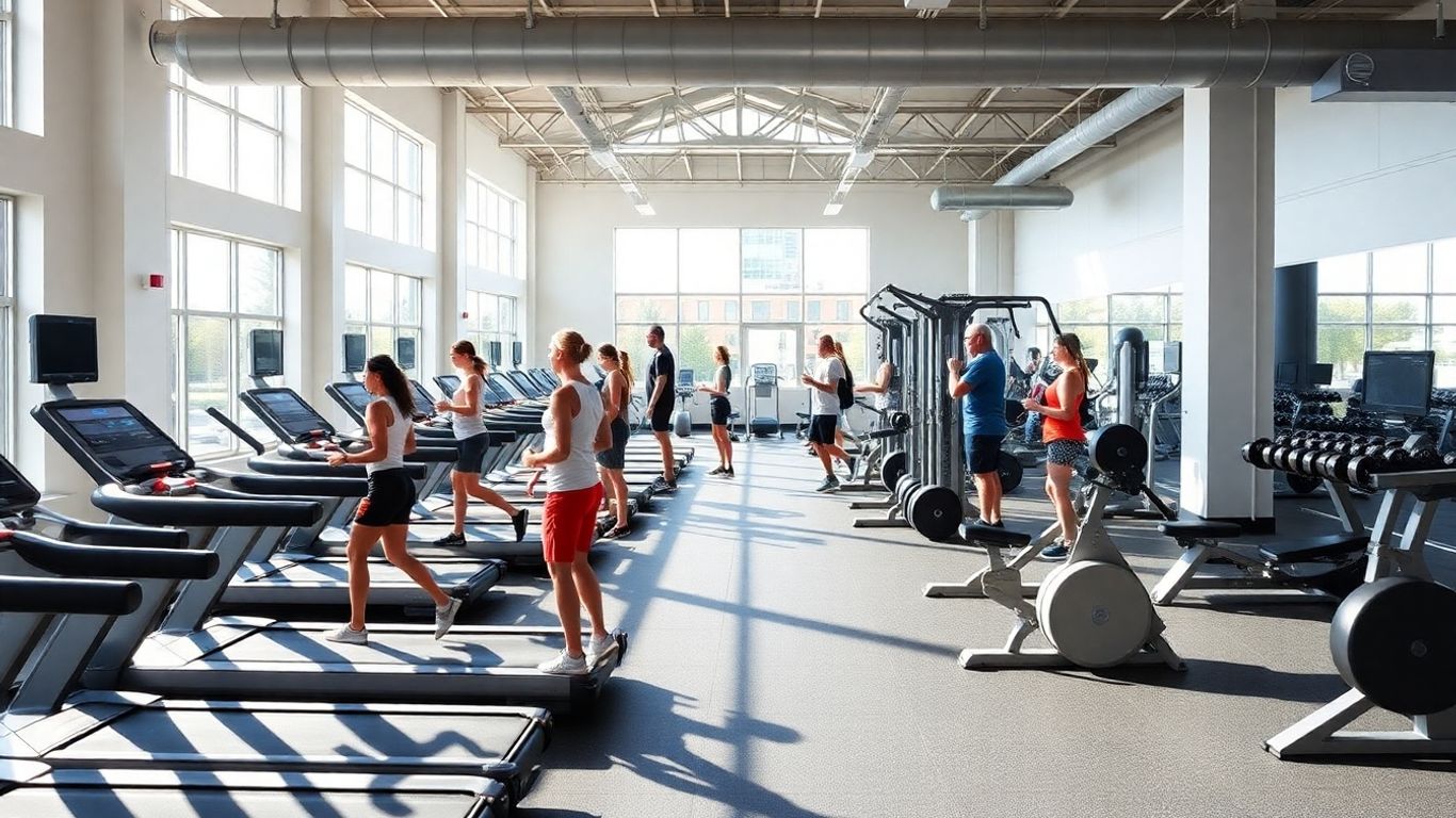 Melbourne gym with people exercising.