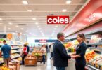 Coles supermarket interior with shoppers and staff