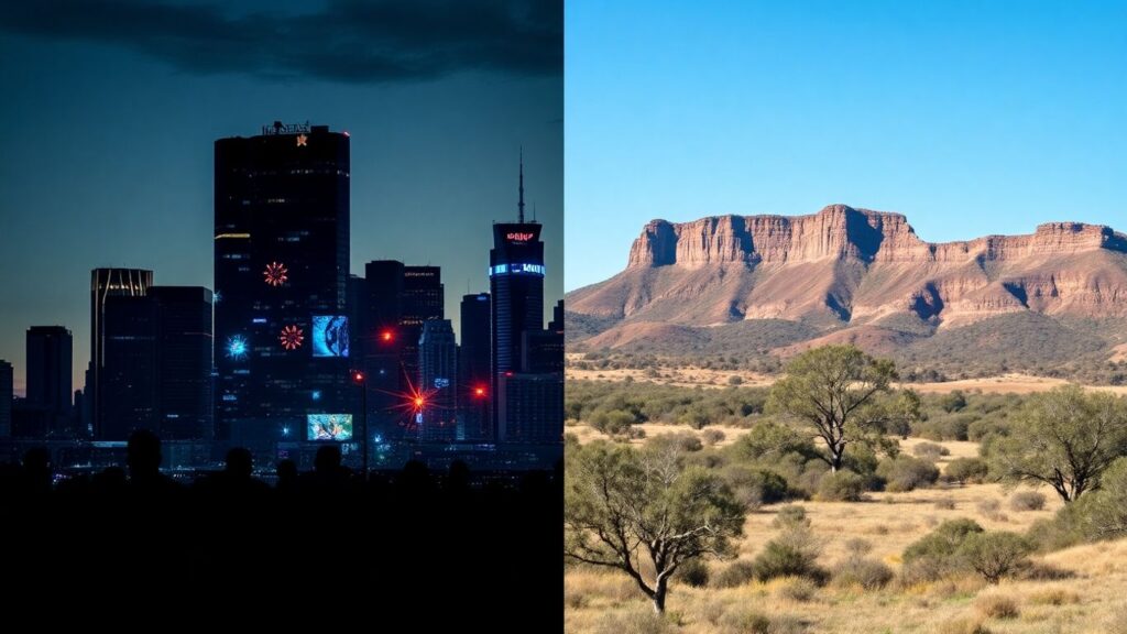 Modern city meets Australian nature, digital glow