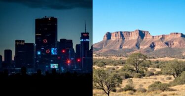 Modern city meets Australian nature, digital glow