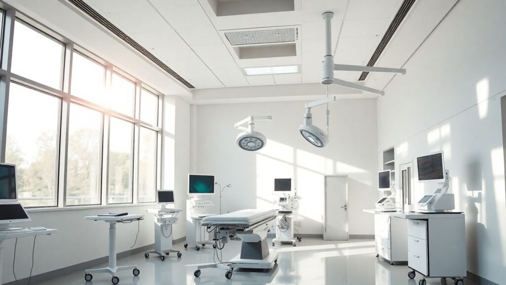 Modern Australian hospital interior with advanced medical equipment.
