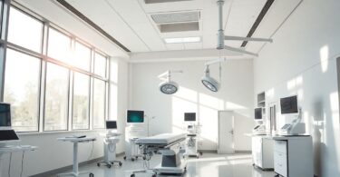 Modern Australian hospital interior with advanced medical equipment.
