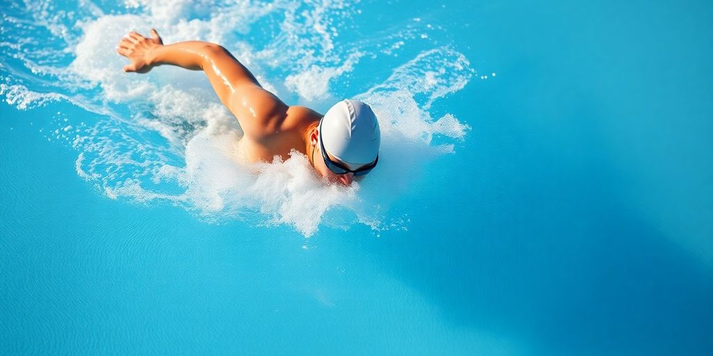 Swimmer executing advanced freestyle drill with powerful strokes