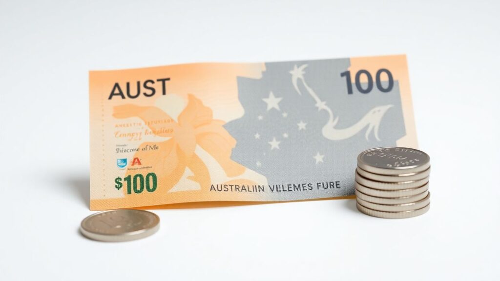 Australian $100 note and coins