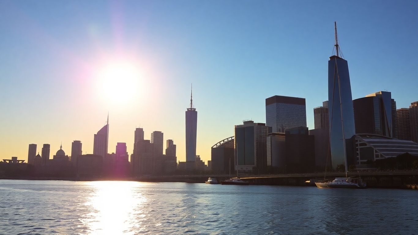 Australian cityscape at sunrise, news and information