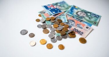Australian money scattered on a surface.