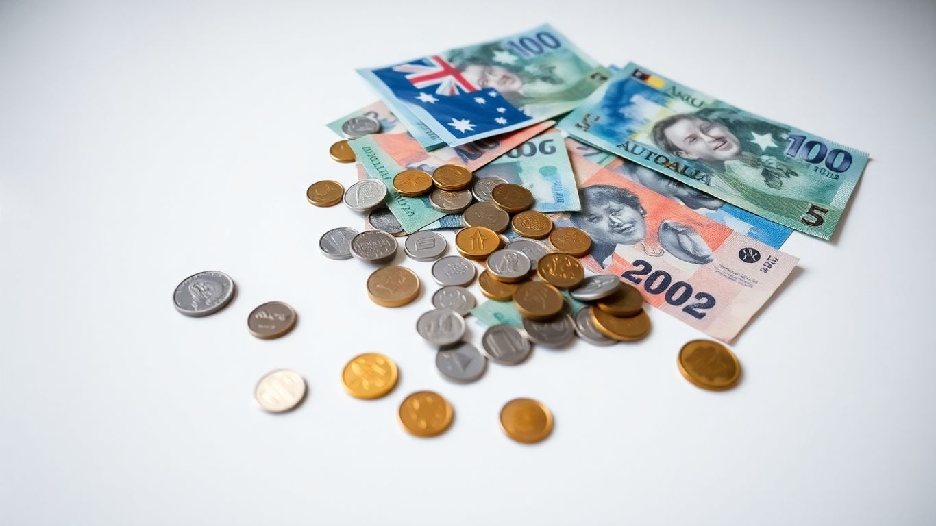 Australian money scattered on a surface.