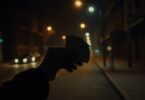 Person getting paid cash at night.