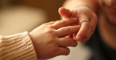 Baby's hand held by adult's finger.