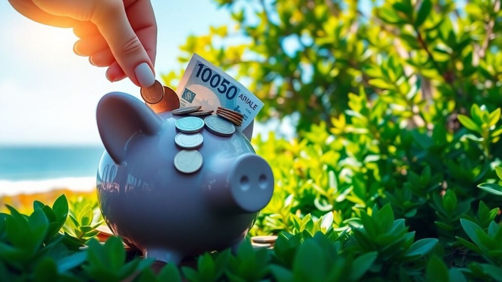 Australian piggy bank overflowing with money.