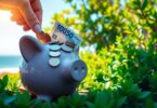 Australian piggy bank overflowing with money.