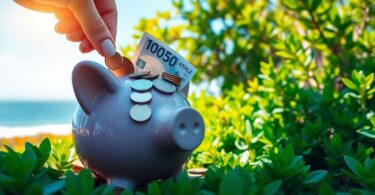 Australian piggy bank overflowing with money.