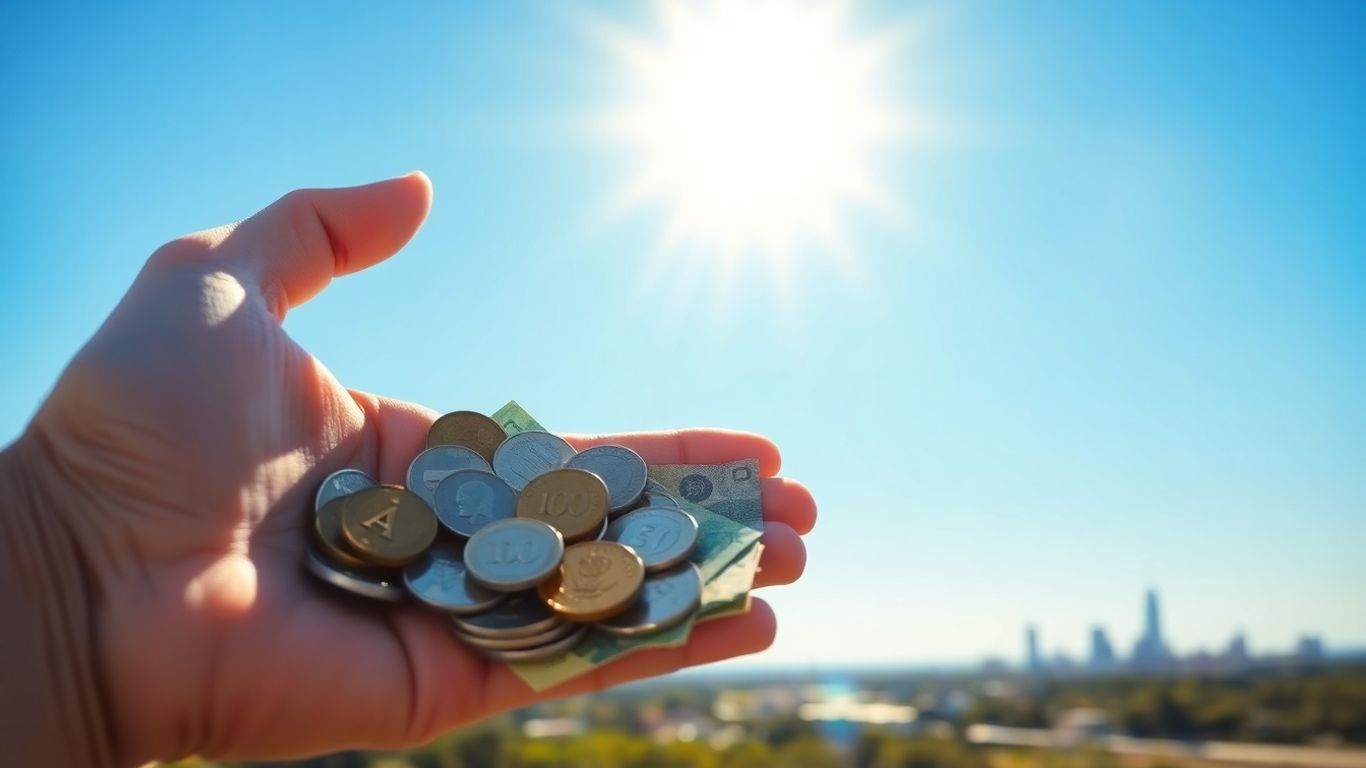 Australian money growing against a sunny landscape.
