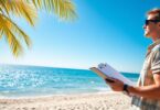 Person on Australian beach with clipboard