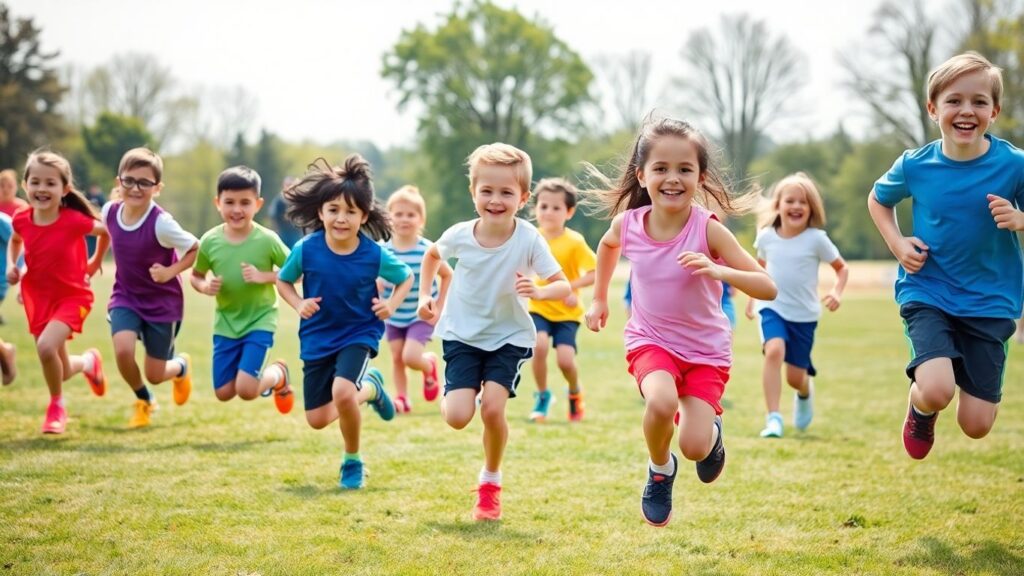Young athletes running, jumping, and throwing at Bracken Ridge Little Athletics.