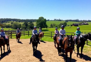 Children riding ponies at Warrandyte equestrian centre