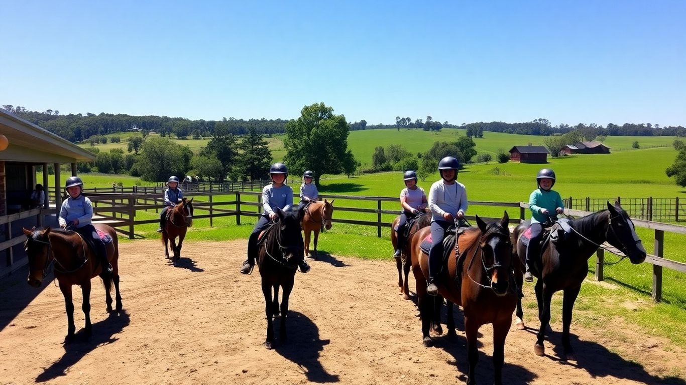 Children riding ponies at Warrandyte equestrian centre