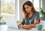 Australian woman working from home with laptop in 2025