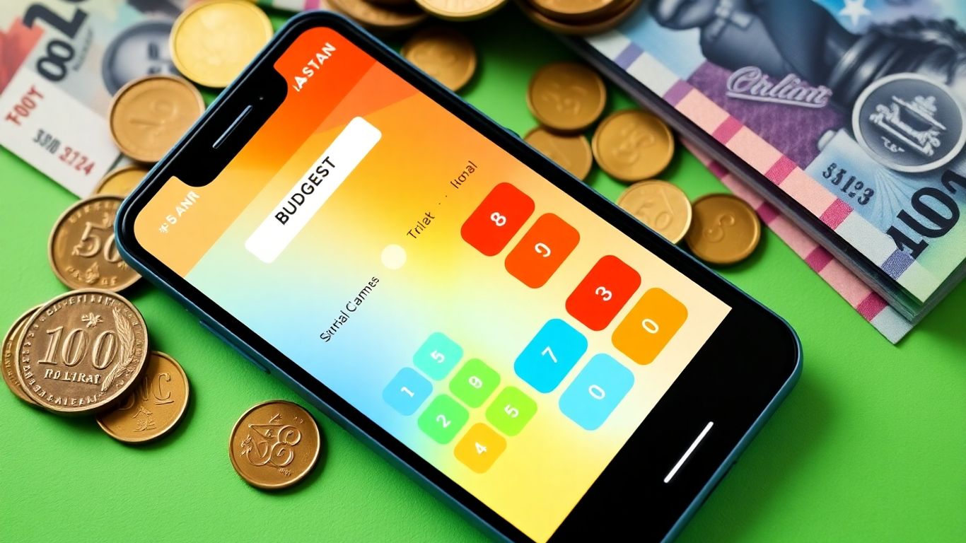 Budget calculator app on a phone with Australian money.