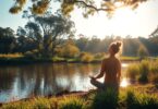 Person meditating in Australian nature