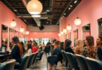 Australian hair salon with stylists and happy clients