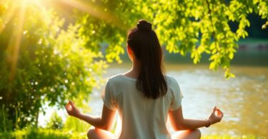 Person meditating in nature, finding inner peace and healing.