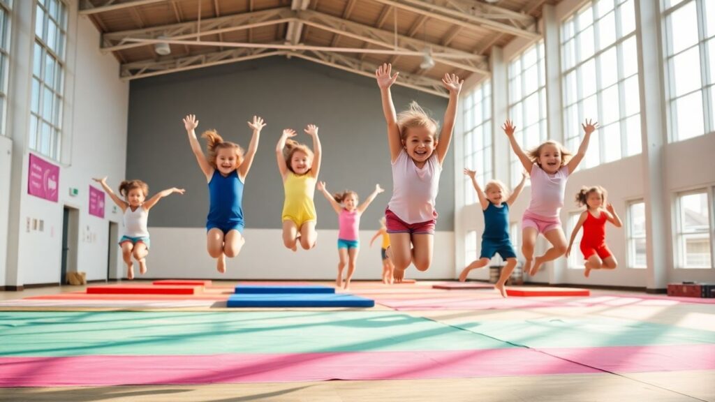 Children doing gymnastics at Glitz Gymnastics Academy