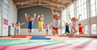 Children doing gymnastics at Glitz Gymnastics Academy