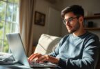 Person typing on laptop at home.