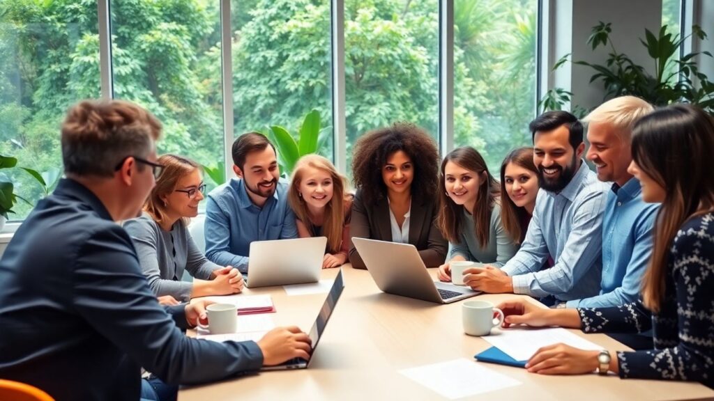 People collaborating at a table in Melbourne office