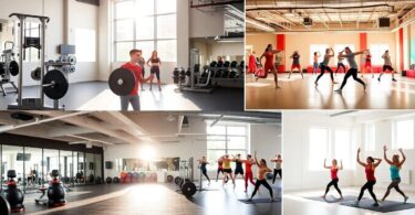 Diverse Melbourne gym interiors and fitness activities.