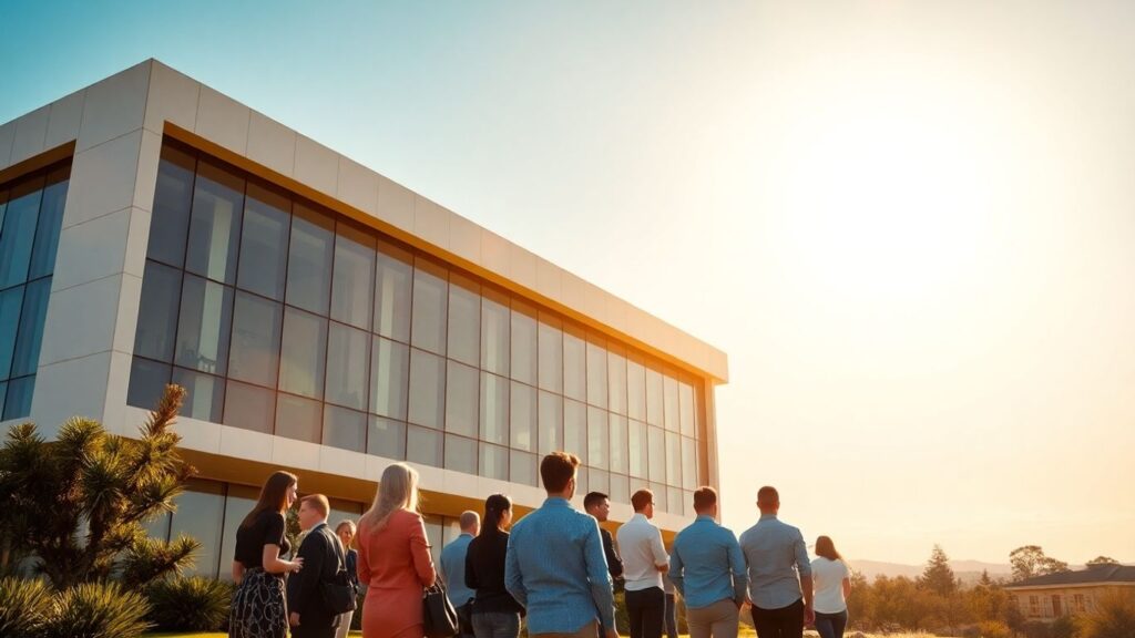 Australian business professionals looking towards a bright future.