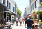 Australian small business owners at busy city café street
