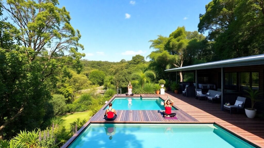 Luxury wellness retreat with yoga and gardens in NSW