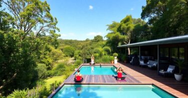 Luxury wellness retreat with yoga and gardens in NSW