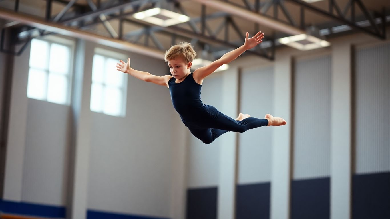 Gymnast in mid-air during a vault.