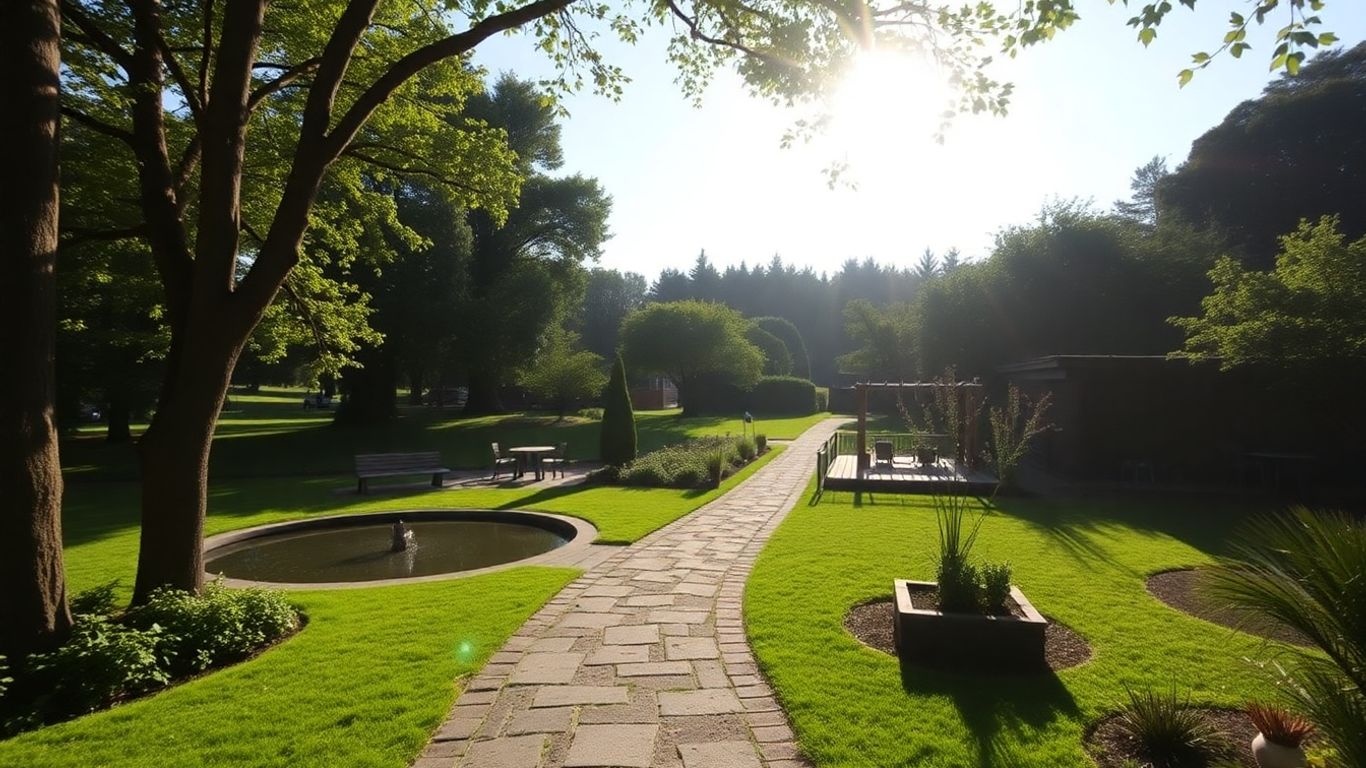 Peaceful Victorian nature scene, ideal for mental health retreat.