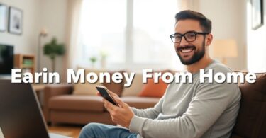 Person earning money from home on a smartphone.