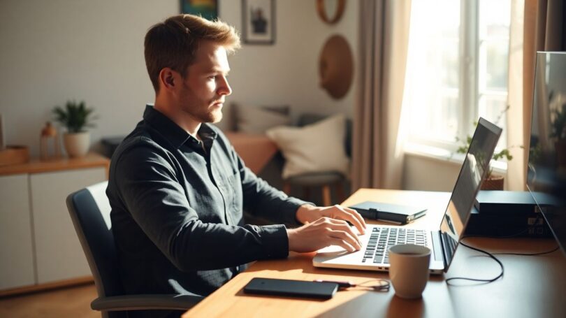 Person working from home in Australia