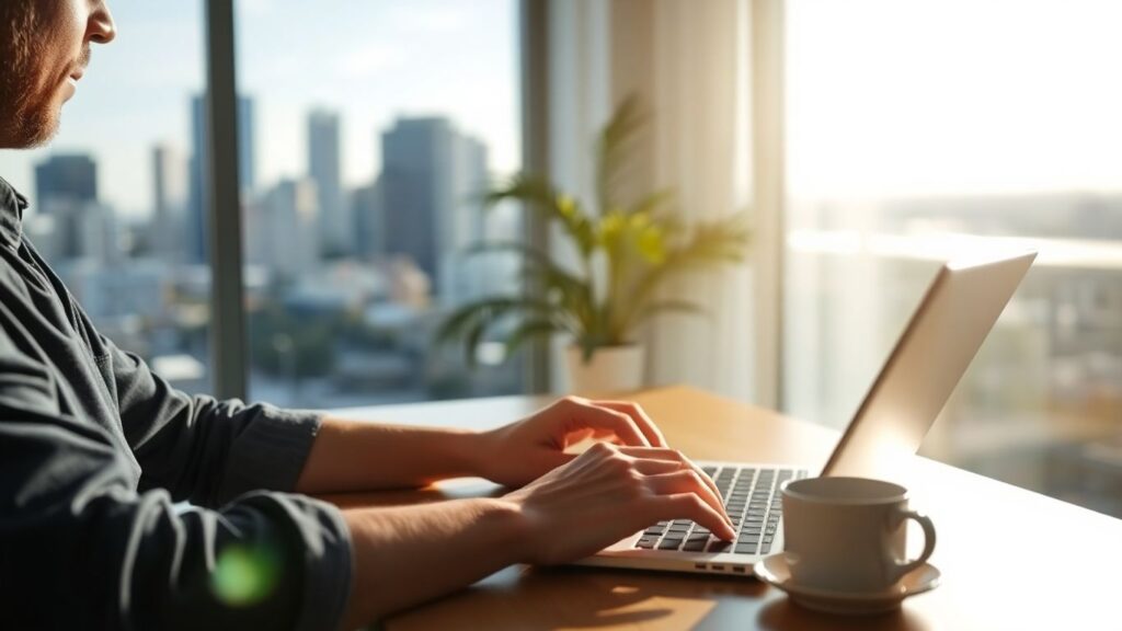 Person working from home in Australia