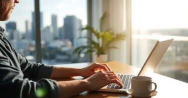 Person working from home in Australia