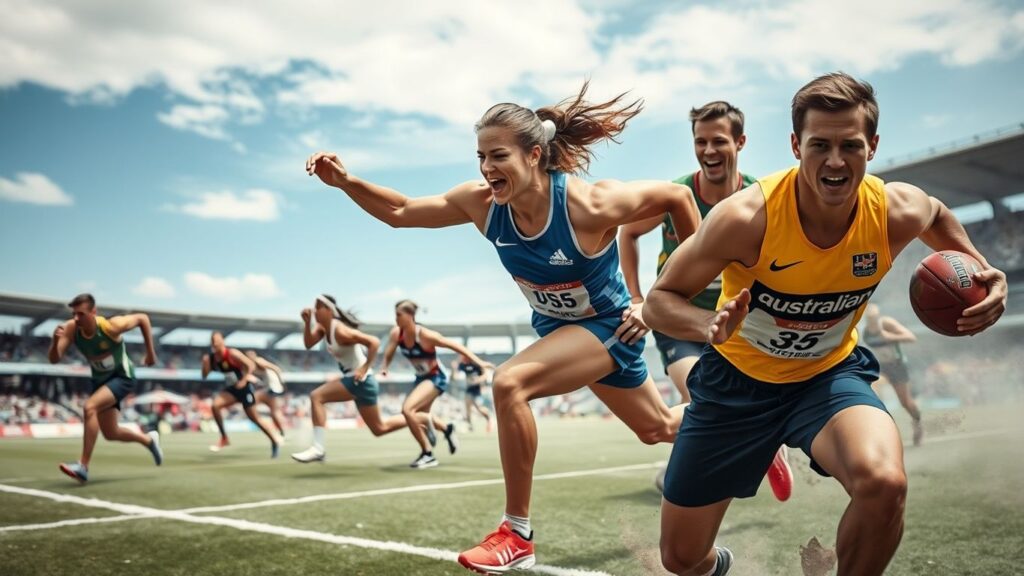Athletes training and competing in various Australian sports.